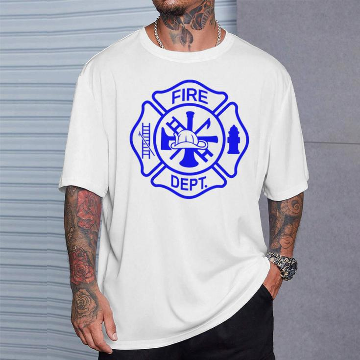International Firefighters Day Fire Department Maltese Cross T-Shirt Gifts for Him