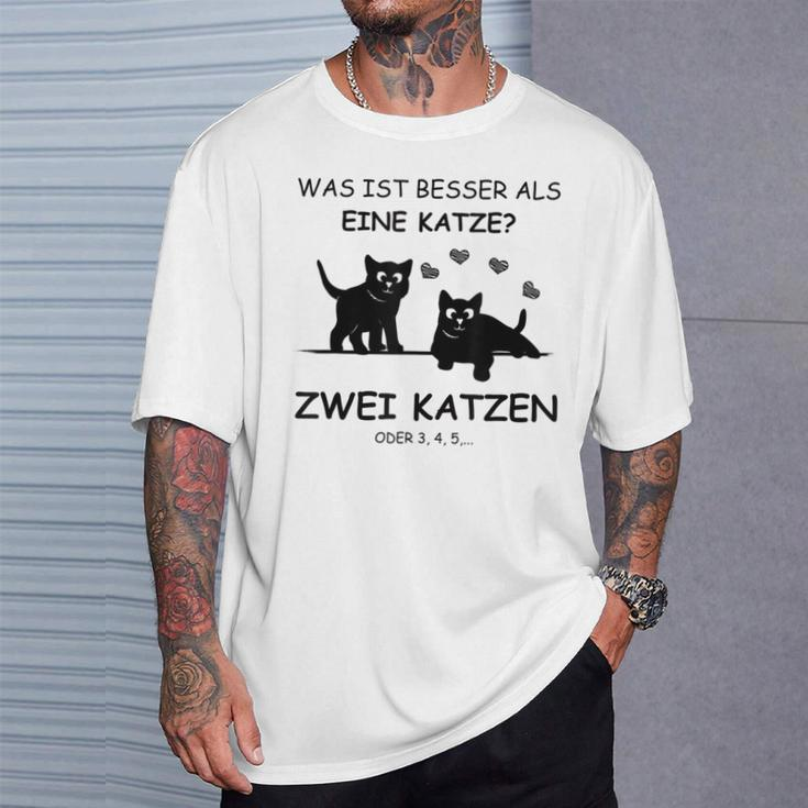 Was Ist Besser Als Eine Katze Two Cats T-Shirt Geschenke für Ihn