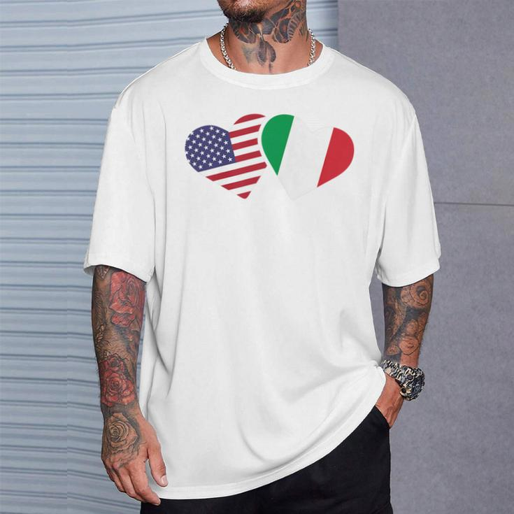 Italy Usa FlagHeart Italian American Love T-Shirt Gifts for Him