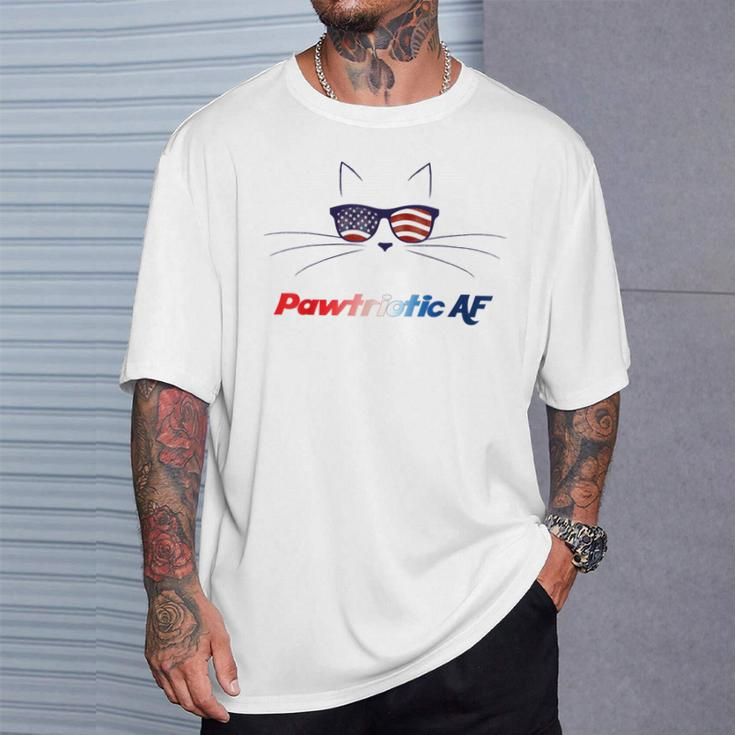 July 4Th American Cat Pawtriotic Af Patriotic Kitty T-Shirt Gifts for Him