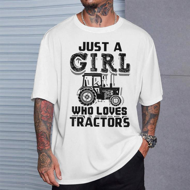 Just A Girl Who Loves Tractors Farmer T-Shirt Gifts for Him