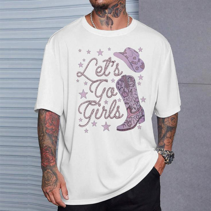 Let's Go Girls Cowgirl Hat Cowboy Boots Bachelorette Party T-Shirt Gifts for Him