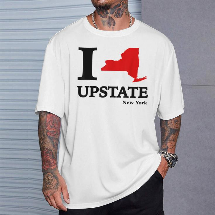 I Love Upstate Ny New York Heart Map T-Shirt Gifts for Him