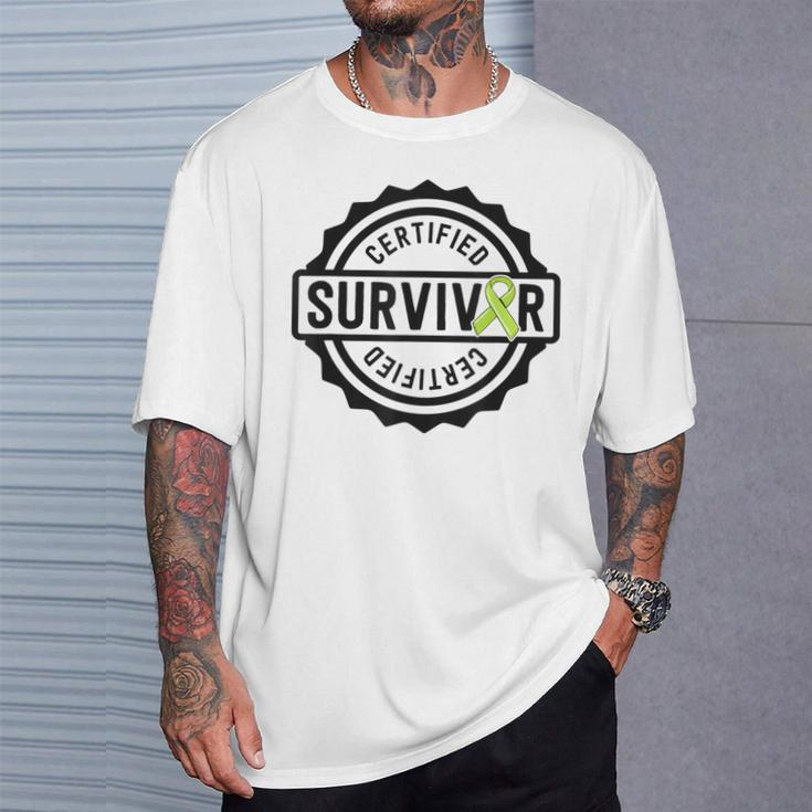 Lymphoma Cancer Survivor Lime Green Ribbon Awareness T-Shirt Gifts for Him
