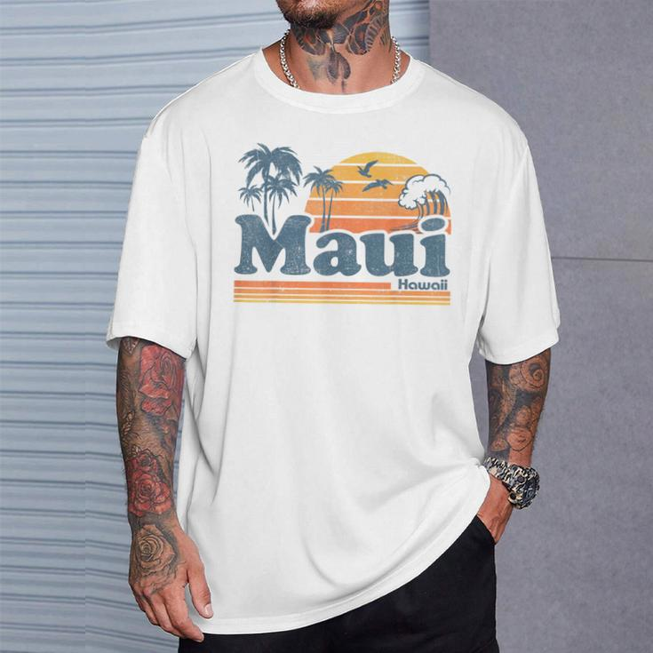 Maui Hawaii Vintage Surf Beach Surfing 70'S Retro Hawaiian T-Shirt Gifts for Him