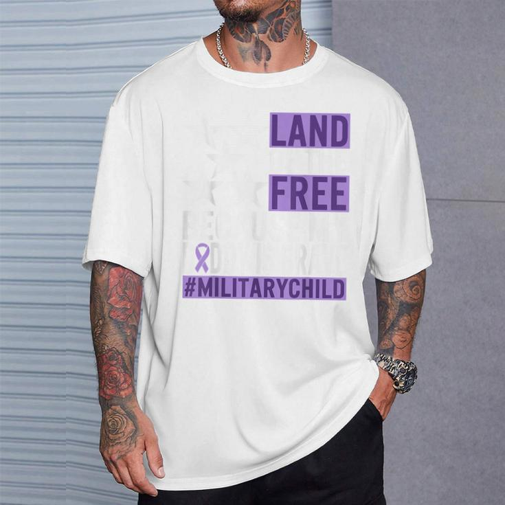 Military Child Month Purple Up Land Of The Free Daddy Brave T-Shirt Gifts for Him