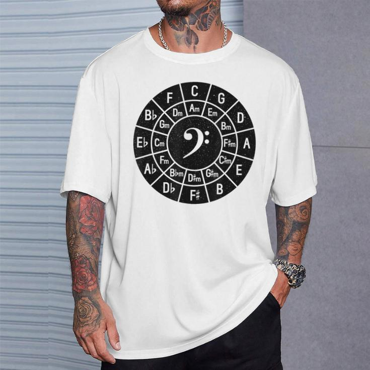 Music Bass Clef Circle Of 5Ths Musician Chords Scales Keys T-Shirt Gifts for Him