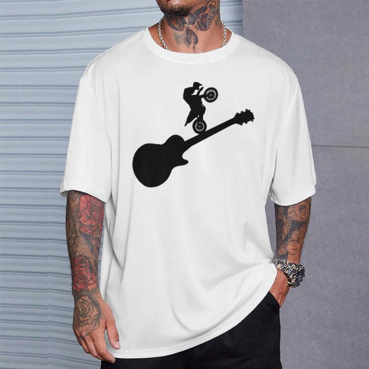 Musicians With Electric Guitar And Motocross Graphic T-Shirt Gifts for Him