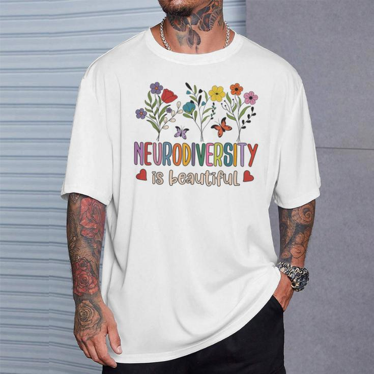 Neurodiversity Is Beautiful Autism Awareness Flowers Vintage T-Shirt Gifts for Him