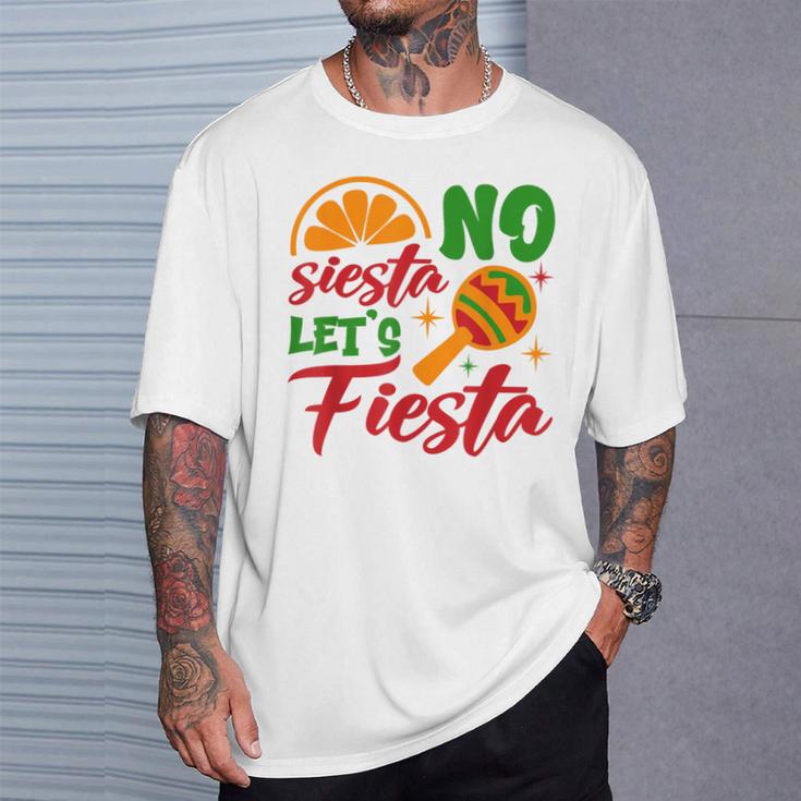 No Siesta Let's Celebrate Mexican Maracas Sombrero T-Shirt Geschenke für Ihn