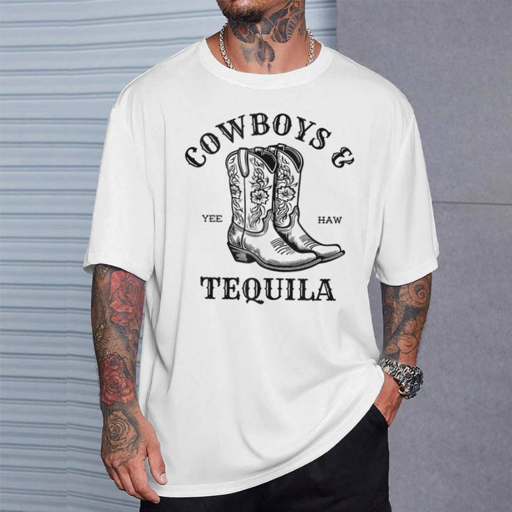 Outfit For Rodeo Western Country Cowboys And Tequila T-Shirt Gifts for Him