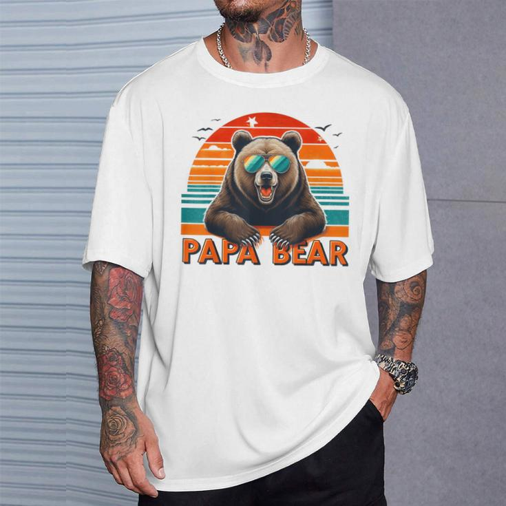 Papa Bear With Sunglasses Bear For Dad T-Shirt | Seseable UK
