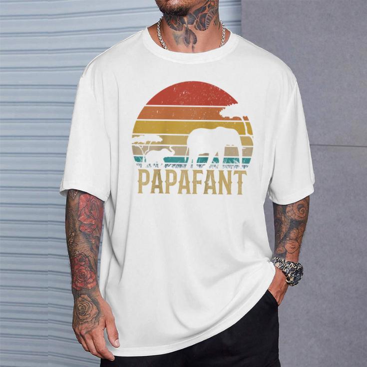 Papafant Papa Elefant Retrointage Sunsetatertag Savanne Raglan T-Shirt Geschenke für Ihn