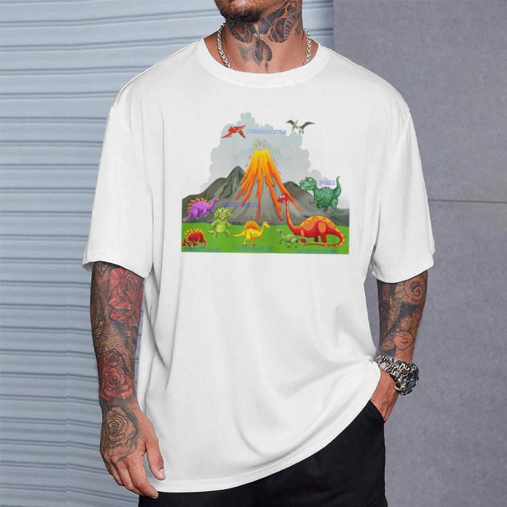 Prehistoric Landscape Dinosaurs Volcano Mountains T-Shirt Gifts for Him