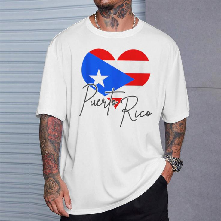 Puerto Rico Flag Heart Cute Puerto Rican Pride Souvenir T-Shirt Gifts for Him