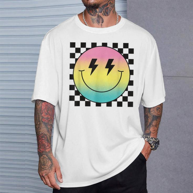 Rainbow Smile Face Cute Checkered Smiling Happy Face T-Shirt Gifts for Him