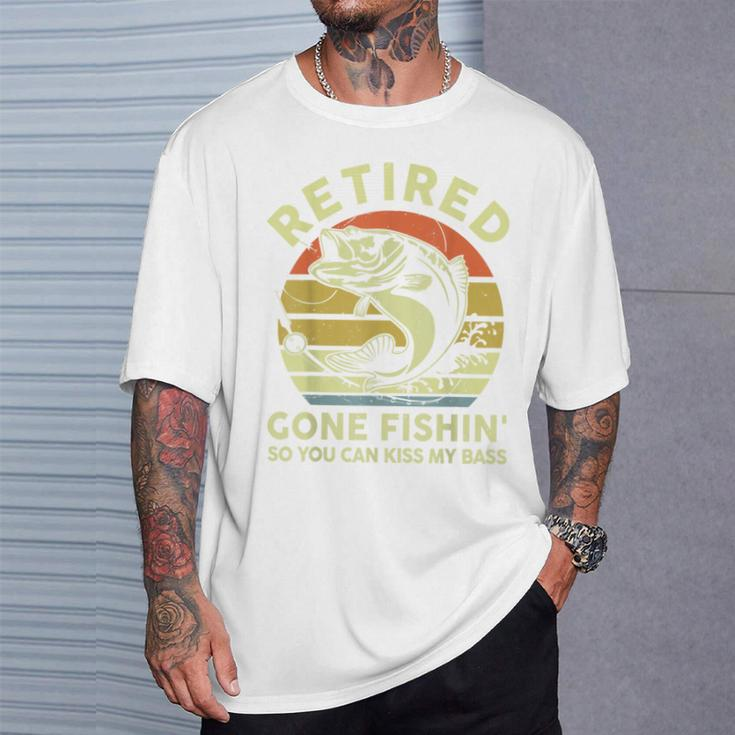 Retired Gone Fishing- Grandpa Retirement Bass Dad T-Shirt Gifts for Him