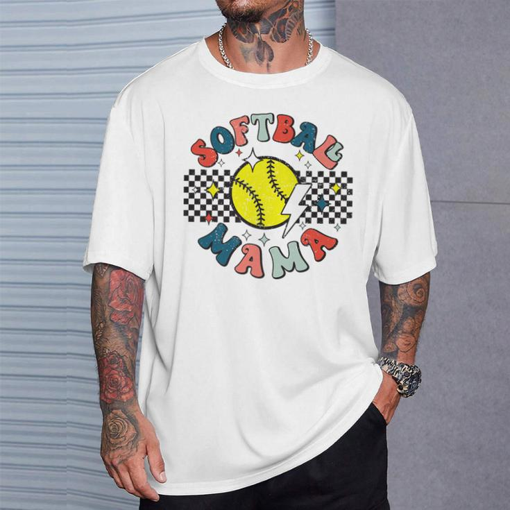 Retro Softball Mama Softball Sports Mom Travel Ball T-Shirt Gifts for Him