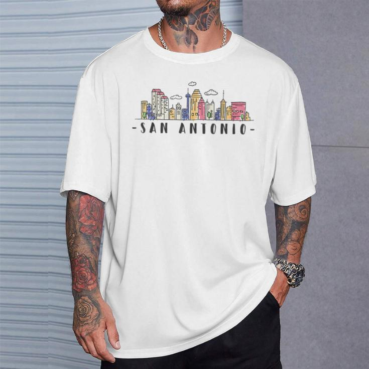 San Antonio Skyline Texas Pride City Souvenir T-Shirt Gifts for Him