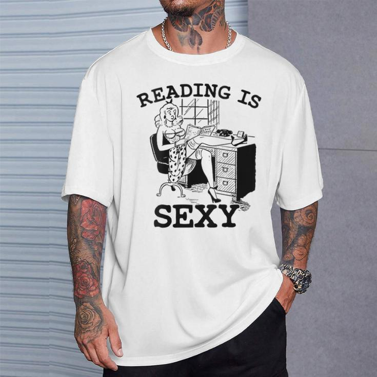 Sexy Pin Up Girl Comic Book Vintage Reading Is Sexy T-Shirt Gifts for Him
