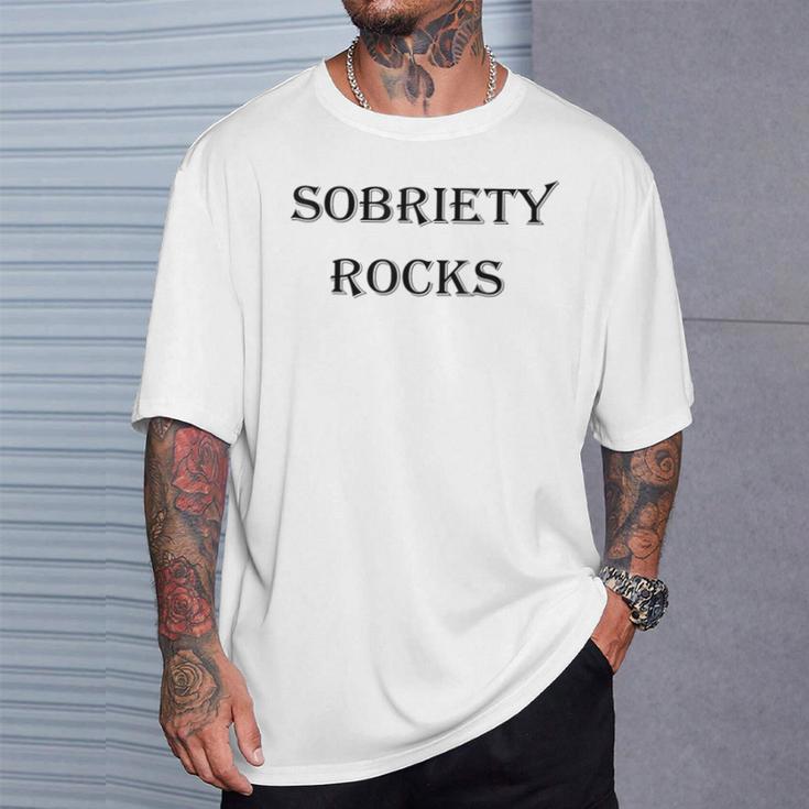 Sobriety Rocks T-Shirt Gifts for Him