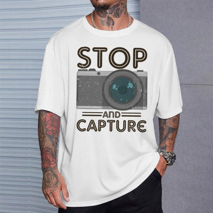 Stop And Capture Fotografen Lustige Fotografie T-Shirt Geschenke für Ihn
