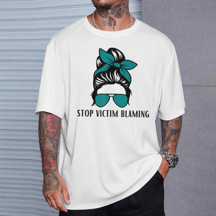 Stop Victim Blaming Sexual Assault Awareness Month T-Shirt Gifts for Him