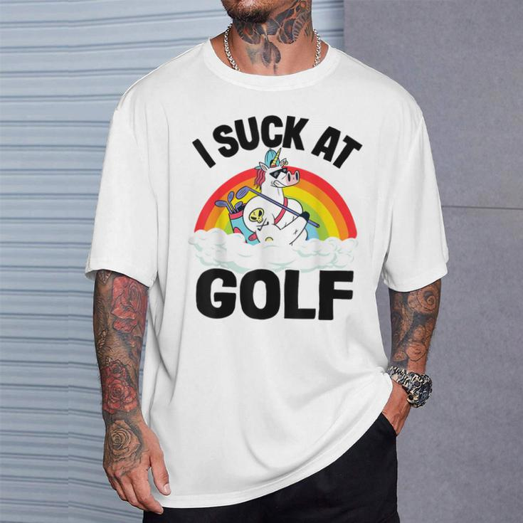 I Suck At Golf Golf Loser Unicorn Sarcastic Golfing T-Shirt Gifts for Him