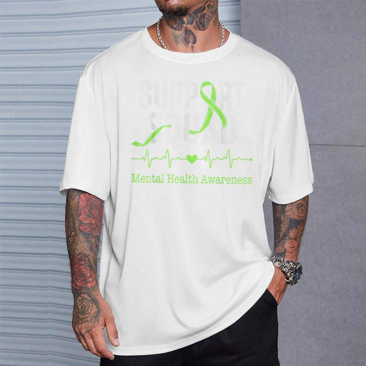 Support Squad Mental Health Awareness Green Ribbon Women T-Shirt Gifts for Him