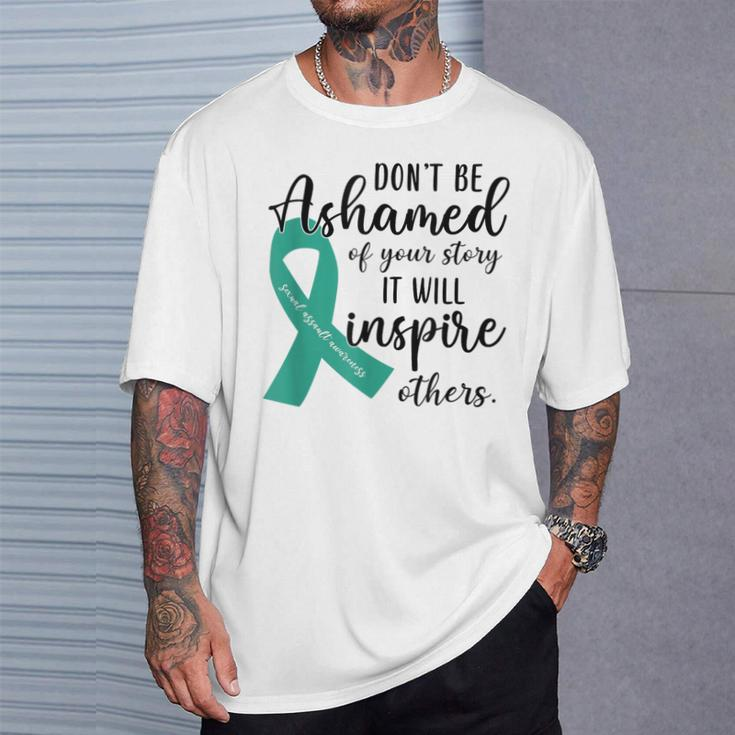 Teal Ribbon Support Squad Sexual Assault Awareness Month T-Shirt Gifts for Him