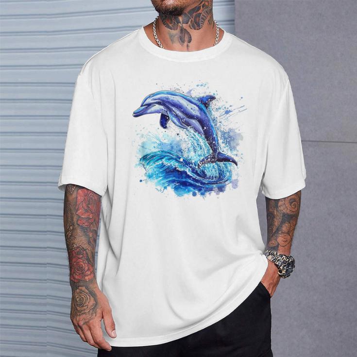 Underwater World With Dolphin T-Shirt Geschenke für Ihn