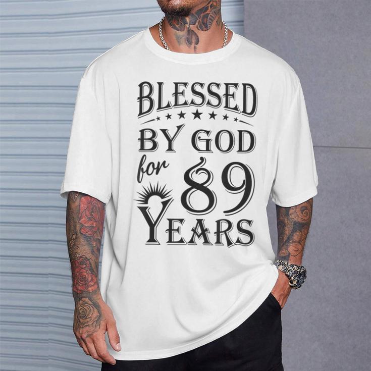 Vintage Blessed By God For 89 Years Happy 89Th Birthday T-Shirt Gifts for Him