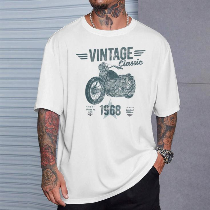 Vintage Born 1968 Birthday Classic Retro Motorbike T-Shirt Gifts for Him