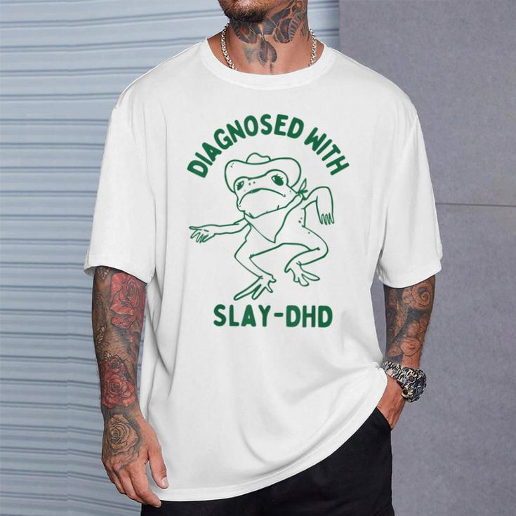 Vintage Retro Frog Diagnosed With Slay Dhd Present I T-Shirt Gifts for Him