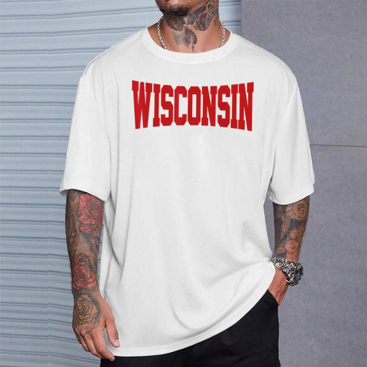 Vintage Wisconsin Wisconsin Red Retro T-Shirt Gifts for Him