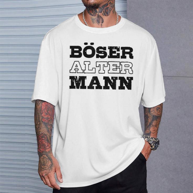 Weißes T-Shirt für Herren, Böser Alter Mann Aufdruck, Lustiges Design Geschenke für Ihn