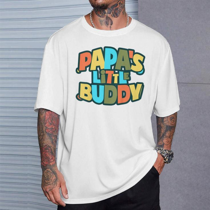 Youth Papa's Little Buddy Cute Toddlers Fathers Day Outfit T-Shirt Gifts for Him