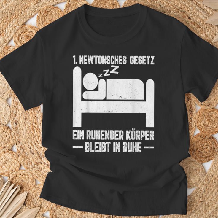 1 Newtonschews Law Ein Ruhender Körper Bleibt In Ruhe T-Shirt Geschenke für alte Männer