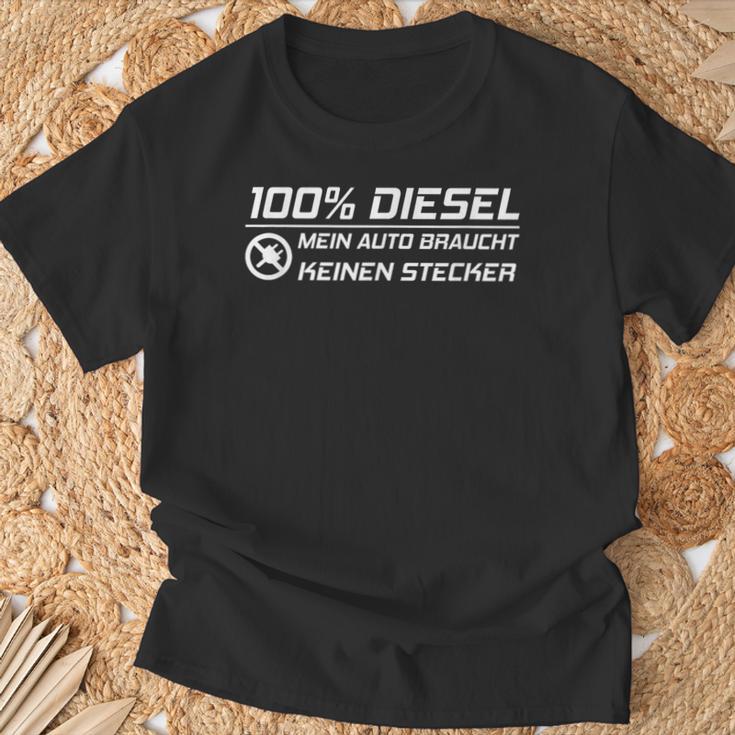 100 Diesel Mein Auto Braucht No Plug Anti E-Car T-Shirt Geschenke für alte Männer