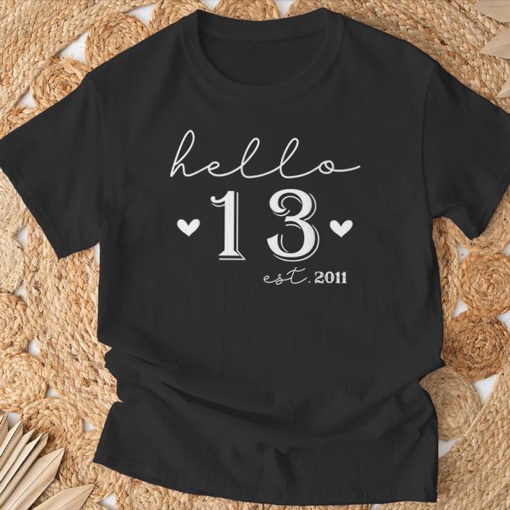 13Th Birthday Hello 13 Years Old Est 2011 Born In 2011 T-Shirt Gifts for Old Men