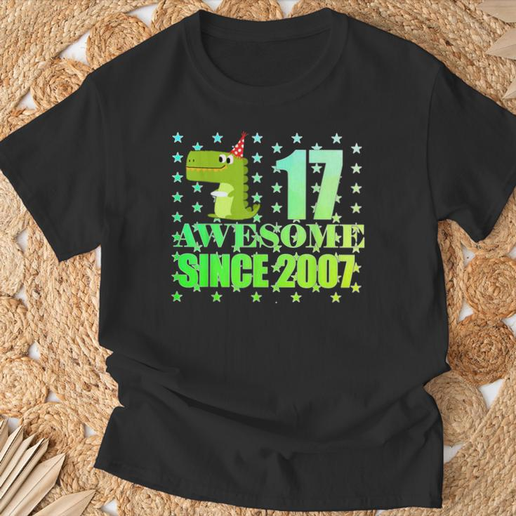 17 Year Old Boy DinosaurRex Awesome Since 2007 Birthday T-Shirt Gifts for Old Men