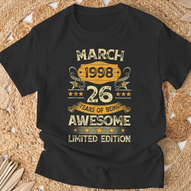 26 Years Old Vintage March 1998 26Th Birthday Mens T-Shirt Gifts for Old Men