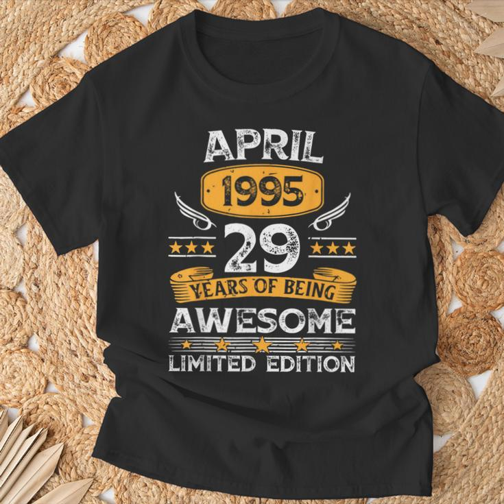 29 Years Old Vintage April 1995 29Th Birthday Mens T-Shirt Gifts for Old Men