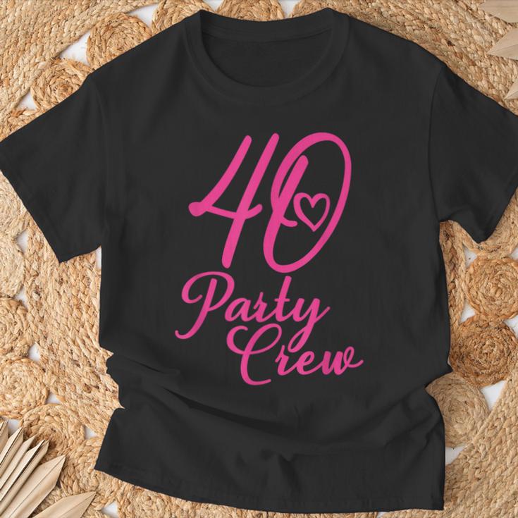 40 Party Crew Passende Gruppe Für Damen 40 Geburtstag Rosa T-Shirt Geschenke für alte Männer