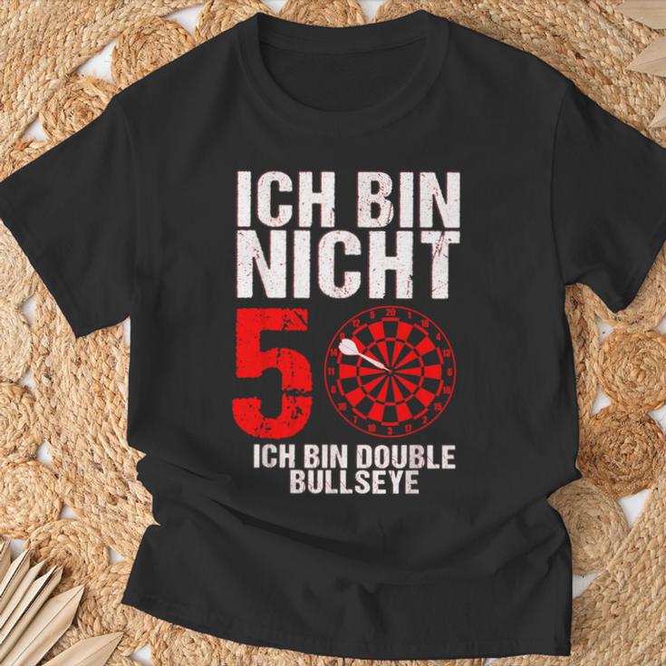 50 Geburtstag Geschenk Lustiges Dart Spruch Double Bullseye T-Shirt Geschenke für alte Männer