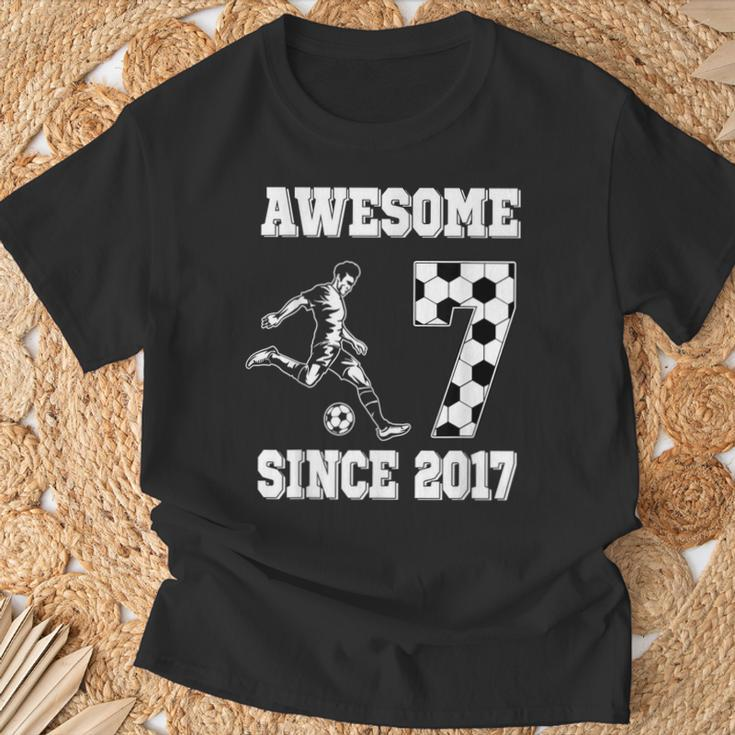 7Th Birthday Boy Awesome Since 2017 Soccer 7 Years Old T-Shirt Gifts for Old Men