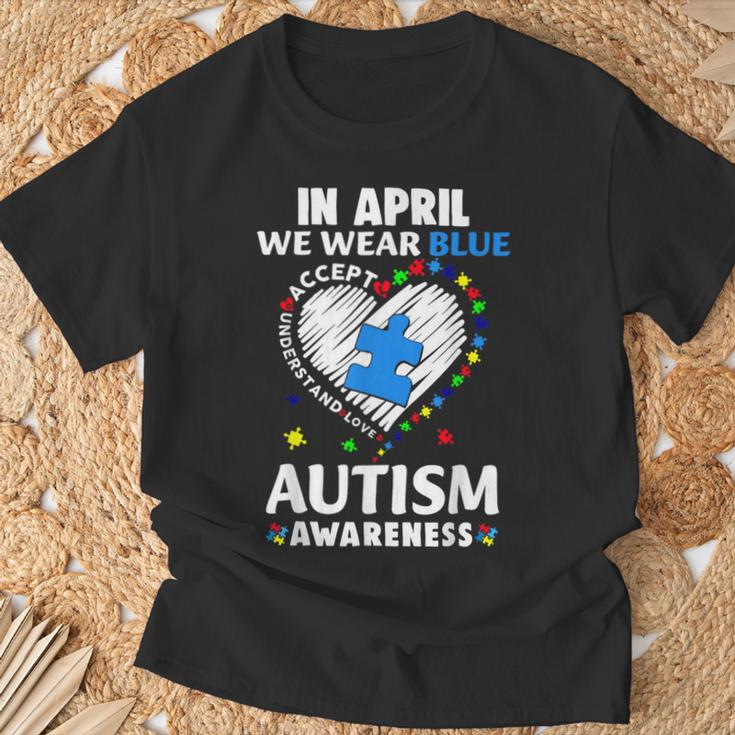 Accept Understand In April We Wear Blue Autism Awareness T-Shirt Gifts for Old Men