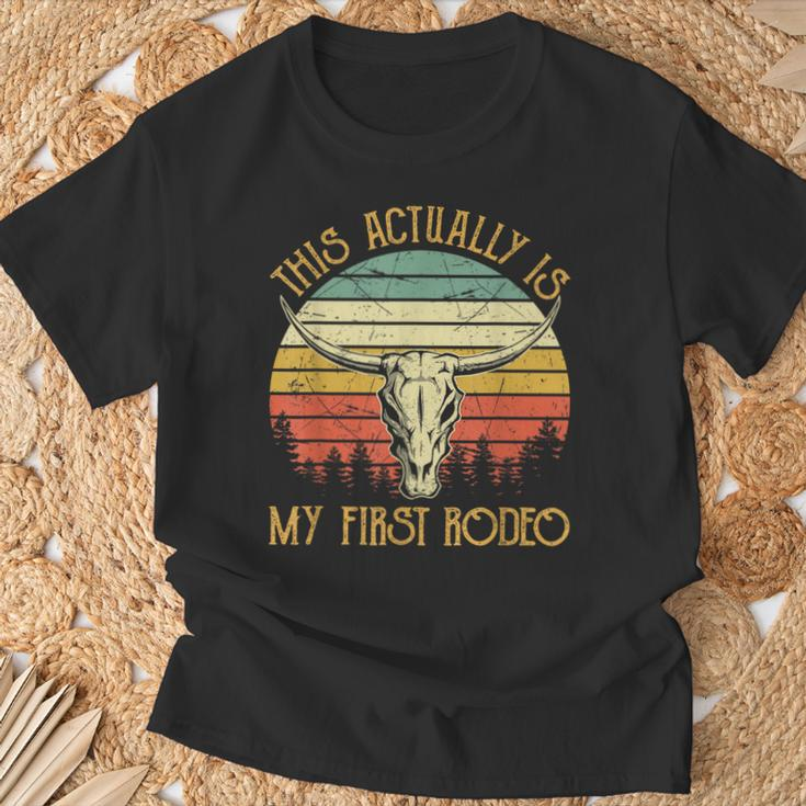 This Actually Is My First Rodeo Country Western Bull Skull T-Shirt Gifts for Old Men