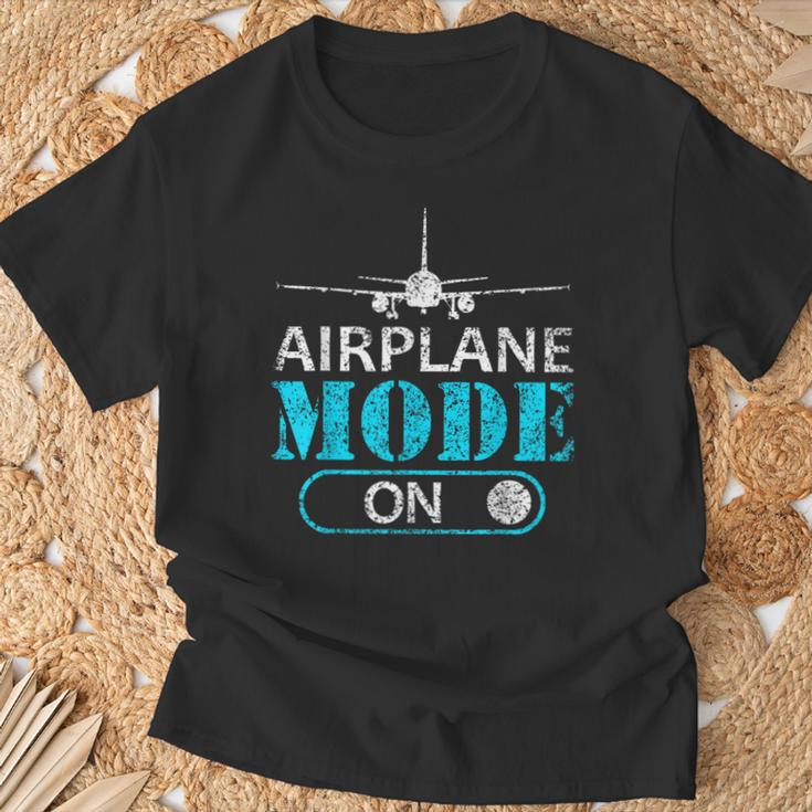 Airplane Mode On Aviator Aviation Pilot T-Shirt Gifts for Old Men