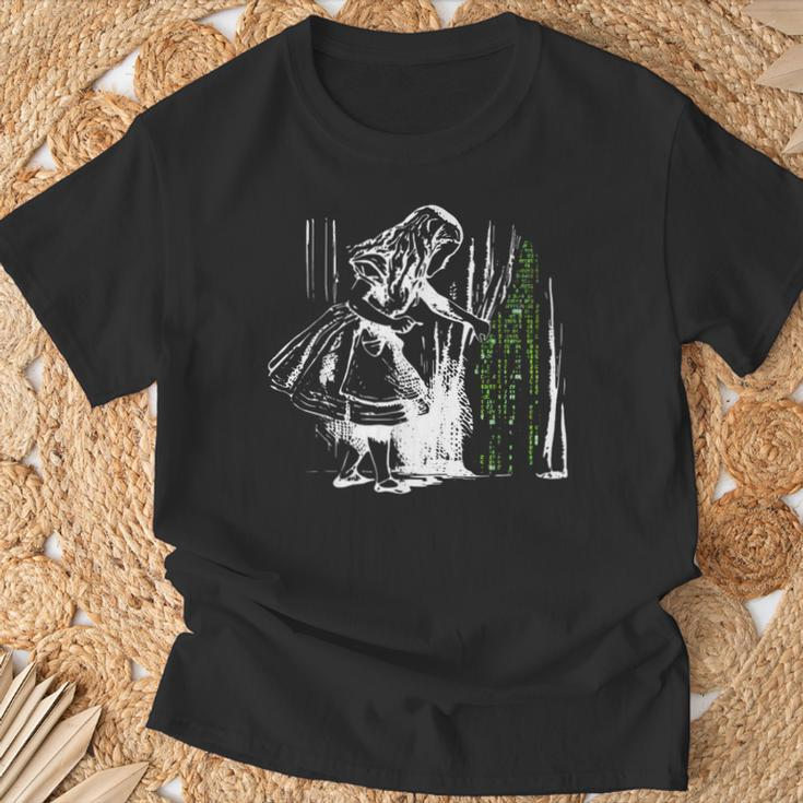 Alice In Matrix Land Programmer T-Shirt Gifts for Old Men